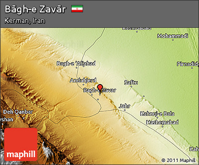 Physical 3D Map of Bāgh-e Zavār