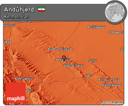 Political 3D Map of Andūhjerd