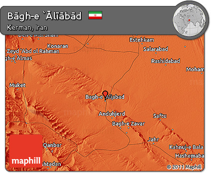Political 3D Map of Bāgh-e `Ālīābād
