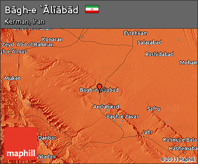 Political 3D Map of Bāgh-e `Ālīābād
