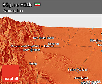 Political 3D Map of Bāgh-e Hūtk