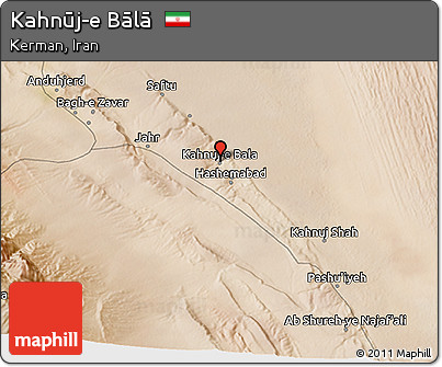 Satellite 3D Map of Kahnūj-e Bālā