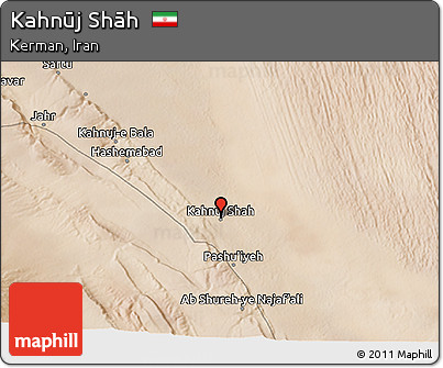 Satellite 3D Map of Kahnūj Shāh