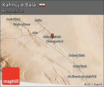 Satellite 3D Map of Kahnūj-e Bālā