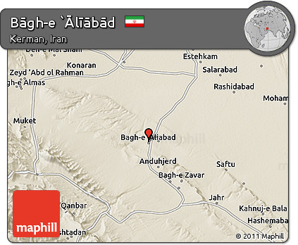 Shaded Relief 3D Map of Bāgh-e `Ālīābād