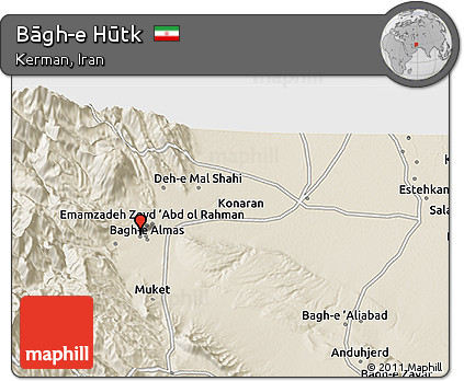 Shaded Relief 3D Map of Bāgh-e Hūtk