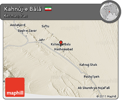 Shaded Relief 3D Map of Kahnūj-e Bālā