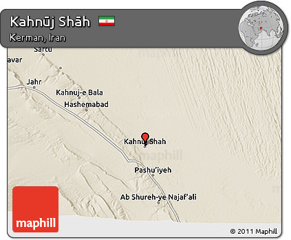 Shaded Relief 3D Map of Kahnūj Shāh