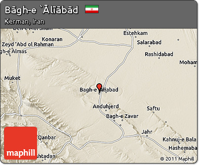 Shaded Relief 3D Map of Bāgh-e `Ālīābād
