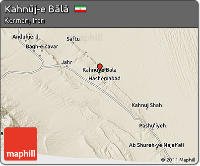 Shaded Relief 3D Map of Kahnūj-e Bālā