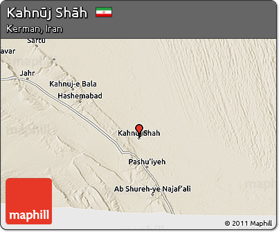 Shaded Relief 3D Map of Kahnūj Shāh