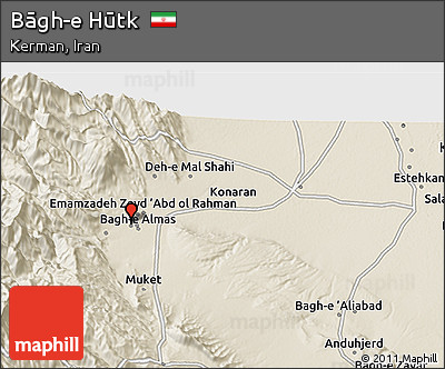 Shaded Relief 3D Map of Bāgh-e Hūtk