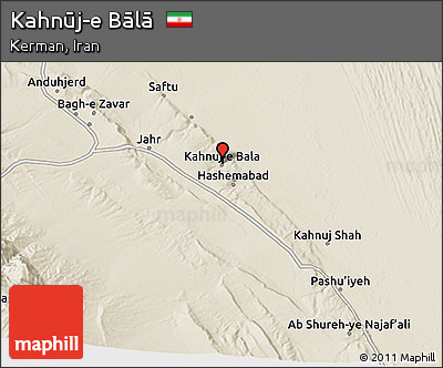 Shaded Relief 3D Map of Kahnūj-e Bālā