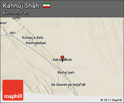 Shaded Relief 3D Map of Kahnūj Shāh
