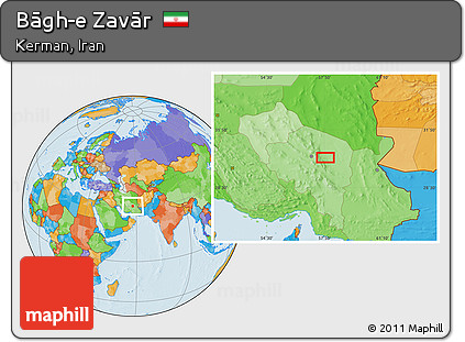 Political Location Map of Bāgh-e Zavār