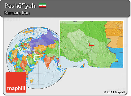 Political Location Map of Pashū'īyeh
