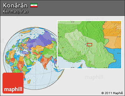 Political Location Map of Konārān