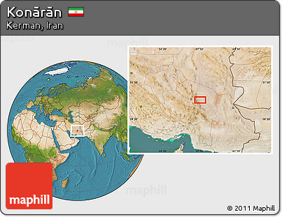 Satellite Location Map of Konārān
