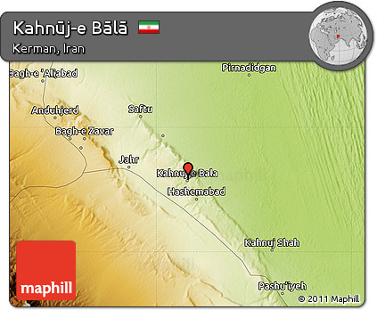 Physical Map of Kahnūj-e Bālā