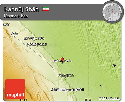 Physical Map of Kahnūj Shāh