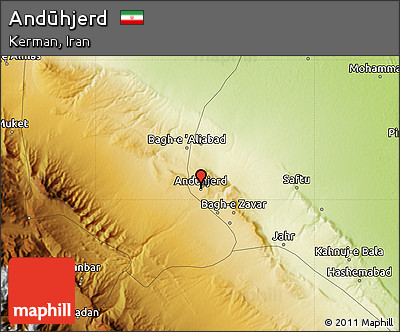 Physical Map of Andūhjerd