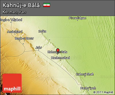 Physical Map of Kahnūj-e Bālā