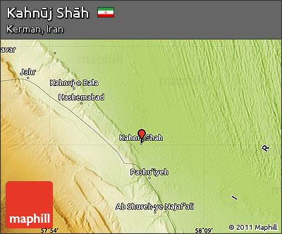 Physical Map of Kahnūj Shāh