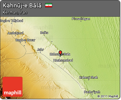 Physical Map of Kahnūj-e Bālā