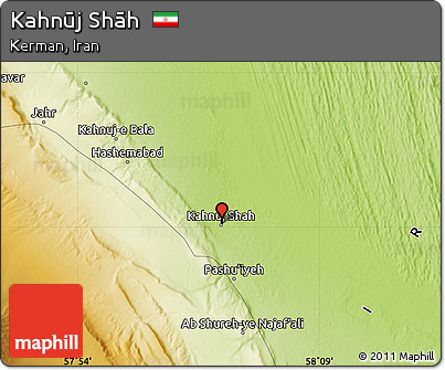 Physical Map of Kahnūj Shāh