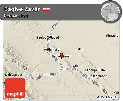 Shaded Relief Map of Bāgh-e Zavār