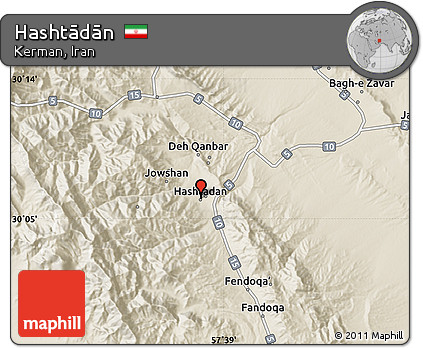Shaded Relief Map of Hashtādān