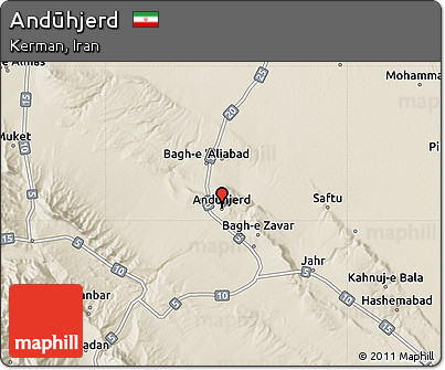 Shaded Relief Map of Andūhjerd