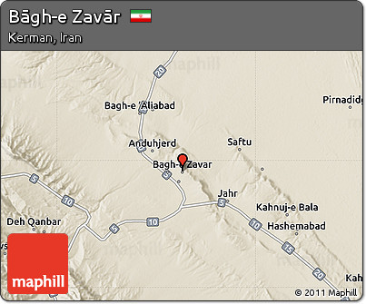 Shaded Relief Map of Bāgh-e Zavār