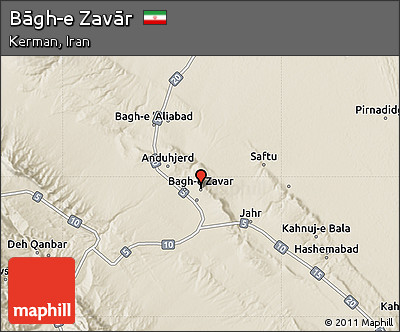 Shaded Relief Map of Bāgh-e Zavār