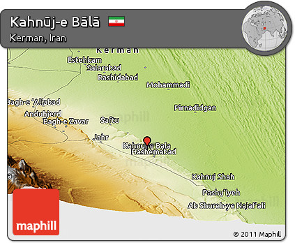 Physical Panoramic Map of Kahnūj-e Bālā