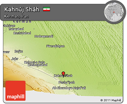 Physical Panoramic Map of Kahnūj Shāh