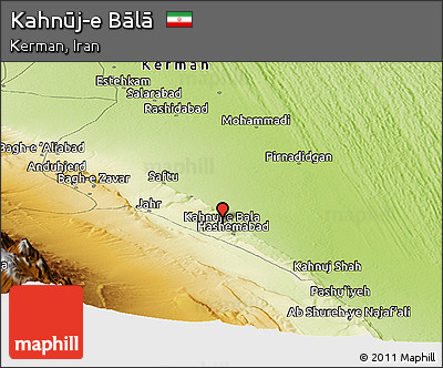 Physical Panoramic Map of Kahnūj-e Bālā