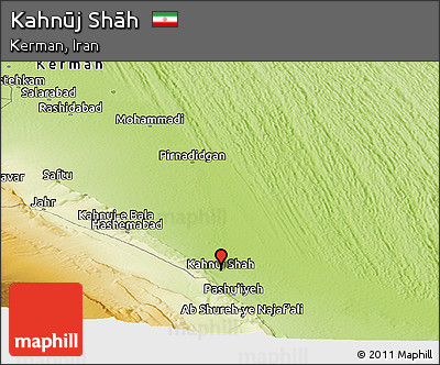 Physical Panoramic Map of Kahnūj Shāh