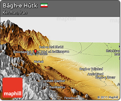 Physical Panoramic Map of Bāgh-e Hūtk