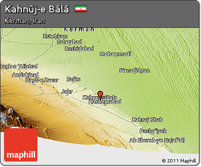 Physical Panoramic Map of Kahnūj-e Bālā