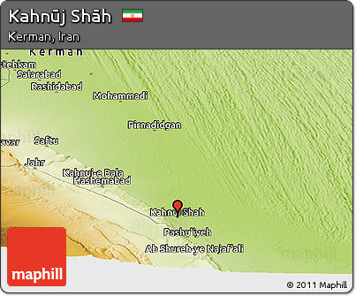 Physical Panoramic Map of Kahnūj Shāh