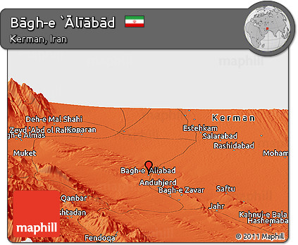 Political Panoramic Map of Bāgh-e `Ālīābād