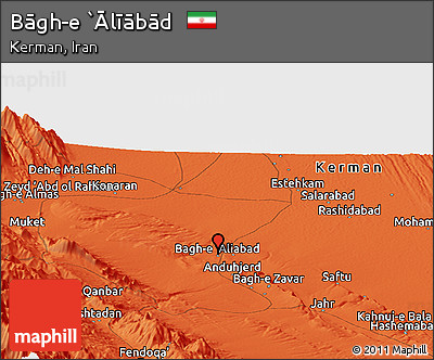 Political Panoramic Map of Bāgh-e `Ālīābād