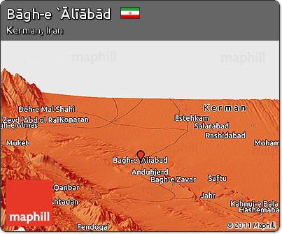 Political Panoramic Map of Bāgh-e `Ālīābād