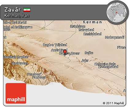 Satellite Panoramic Map of Zavār