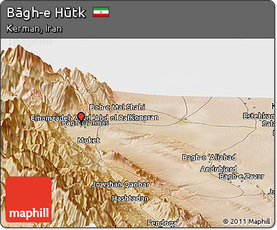 Satellite Panoramic Map of Bāgh-e Hūtk