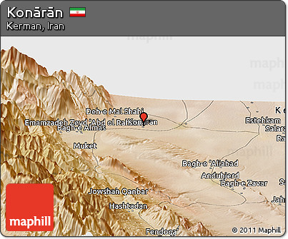 Satellite Panoramic Map of Konārān