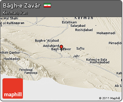 Shaded Relief Panoramic Map of Bāgh-e Zavār