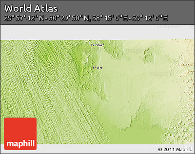 Physical 3D Map of the Area around 30° 13' 46" N, 58° 43' 30" E