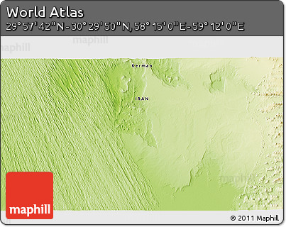 Physical 3D Map of the Area around 30° 13' 46" N, 58° 43' 30" E